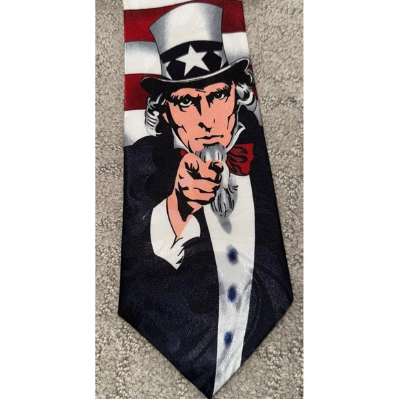 Other - VTG Fratello Handmade Silk Men's Tie American Flag With Embossed Design